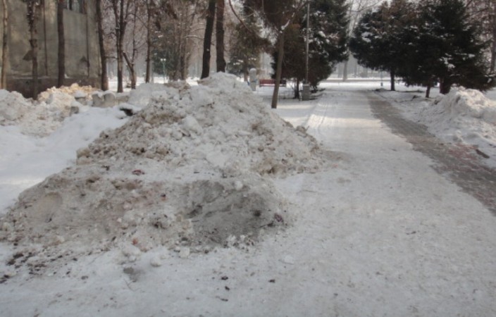 Мэрия Бишкека устроила в Дубовом парке свалку для снега