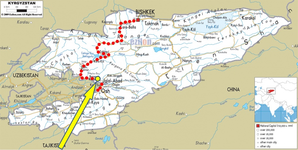 Карта ош киргизия со спутника в реальном времени