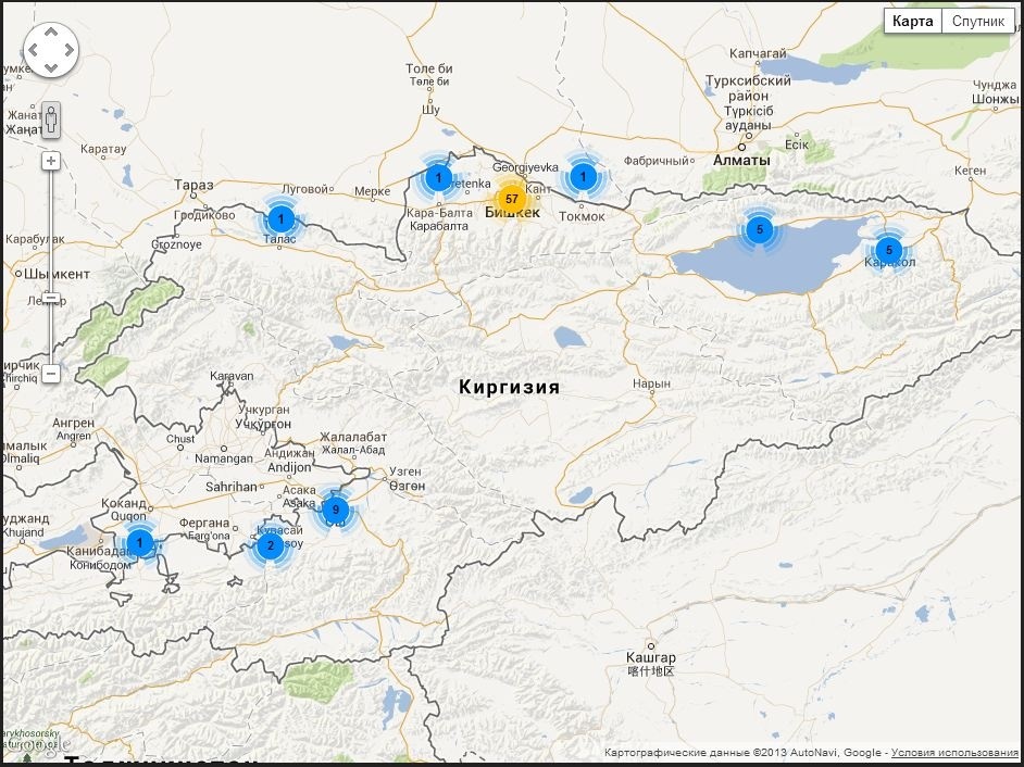 Киргизия карта через спутник