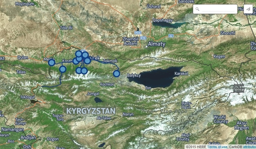 Карта киргизии со спутника