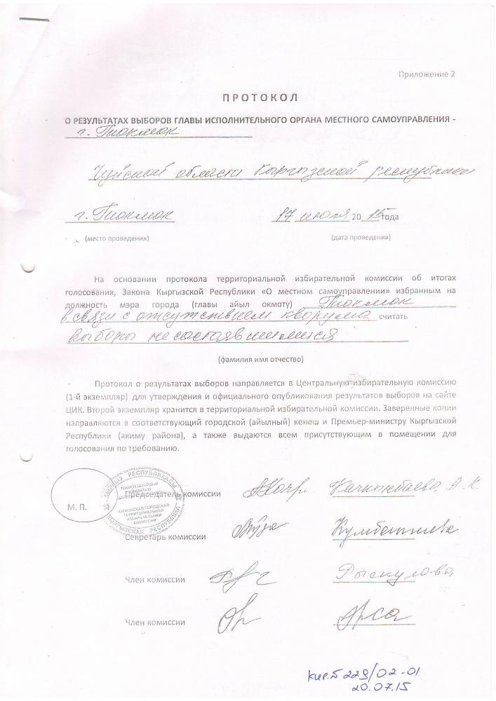 Депутаты Токмакского горкенеша заявили о нарушениях на выборах мэра