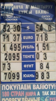 Курс продажи доллара на Моссовете в 13.00 составил 54 сома