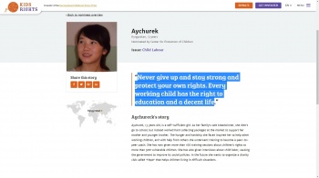 13-летняя кормилица семьи Айчурек номинирована на международную премию