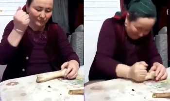 "Вот вам старость!", сказала женщина и разбила рукой огромную кость