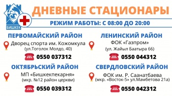Изменены номера четырёх дневных стационаров в Бишкеке