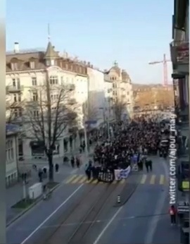 В Цюрихе разогнали марш феминисток. Одна из участниц укусила полицейского