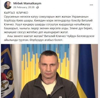 "Уроженец Кыргызстана Виталий Кличко показал себя настоящим мэром Киева"
