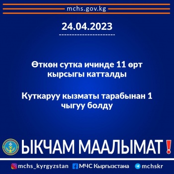 За прошедшие сутки на территории Кыргызстана зарегистрировано 11 пожаров