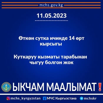 За прошедшие сутки на территории Кыргызстана зарегистрировано 14 пожаров